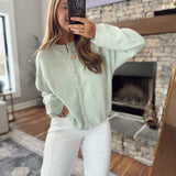 Spring Mint Button Cardigan