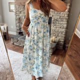Blue Petal & Vine Midi Dress