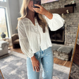 White Sweet Stitches Blouse