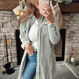 Mystical Olive Garment Washed Corduroy Duster