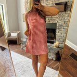 Red Gingham Bow Back Mini Dress