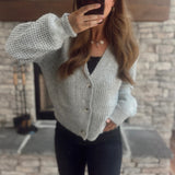 Gray Grid Cardigan