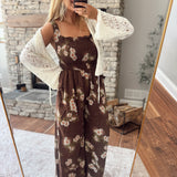 Daisy Chains Mocha Square Neck Smock Jumpsuit
