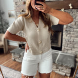 Mica Misty White HR Distressed Shorts