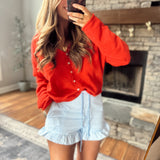 Light Blue Taos Striped Ruffle Shorts