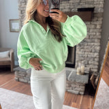 Apple Green Montauk Snap Button Pullover