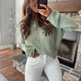 Matcha Button Fun Knit Cardigan