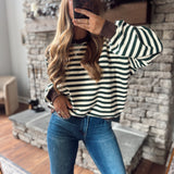 Green & Brown Retro Striped Sweatshirt