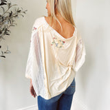 Flouncing Around Cream Oversized Contrast Top
