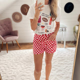 Red Check Overlay Skort