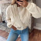 Top Gun Ecru Corduroy Bomber Jacket