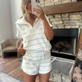 Cream/Black Striped Scuba Tulip Shorts