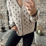 Pops of Gold V-Neck Luxe Button Down Cardi