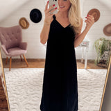 Tiffany Twisted Shoulder Black Maxi Dress