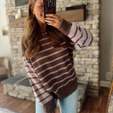 Berry Truffle Striped Sweater