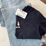 Navy Puppy Embroidered Baby Tee