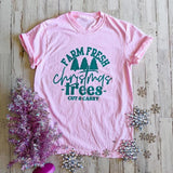 Light Pink Farm Fresh Christmas Glitter Graphic Tee