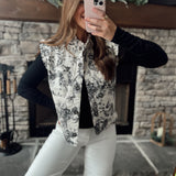 Iris Ivory Multi Floral Printed Button Up Vest