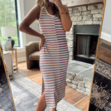 Zoey Purple Mix Striped Ribbed Sleeveless Maxi