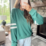 Green Varsity Striped Pullover