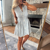 Blue Vexley Embroidered Mini Dress