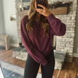 Dark Cherry Naomi Soft Ribbed Sweatshirt