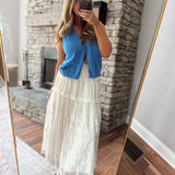 Ecru Softly Styled Midi Skirt
