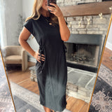 Black Side Ties Midi Dress