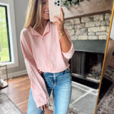 Light Pink Elsie Oversized Button Down Cardigan
