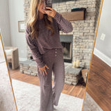 Burgundy Striped Lounge Set