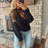 Black Morgan Ribbed Fitted Hem Sweater