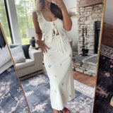 Cream Tie & Bloom Tank and Midi Skirt Set