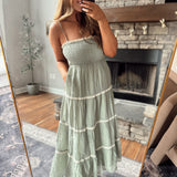 Sunlit Sage Tiered Midi Dress