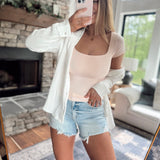 Peach Raven Seamless Square Neck Top