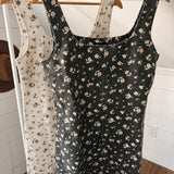 Brown Floral Seamed Denim Mini Dress