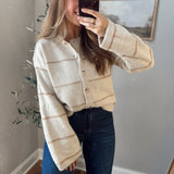 Taupe Barely There Striped Cardigan