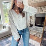Heather Gray Bambi V Neck Knit Cardigan