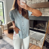 Clara Light Denim Puff Sleeve Button Down