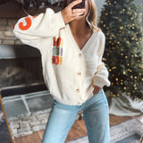 Ivory Oversized Christmas Lettering Cardigan