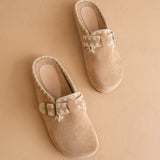 Almond Teri Buckle Mule