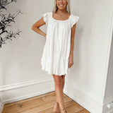 Girl Next Door White Off Shoulder Mini Dress