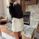 Ecru Suede Shift Mini Dress