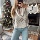 Oatmeal Nordic Shawl Collar Sweater