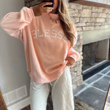 Baby Pink Blessed Mock Neck Sweatshirt
