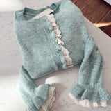 Sage Aleida Lace Trim Cardigan