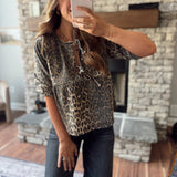 Addyson Leopard Bow Detail Denim Top