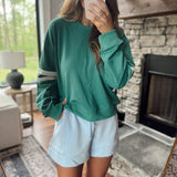 Green Varsity Striped Pullover