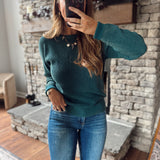 Teal Waffle Daze Lightweight Sweater