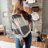 Gray & Charcoal Mixed Patchwork Pullover