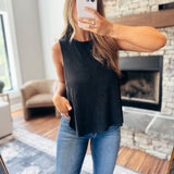 Path Not Taken Black Distressed Tank